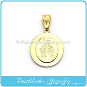 Hot Sell Top Quality Gold Plated Stainless Steel Blessed Virgin Mary Two Layers 14K Pendant Designed for Rosary Necklace